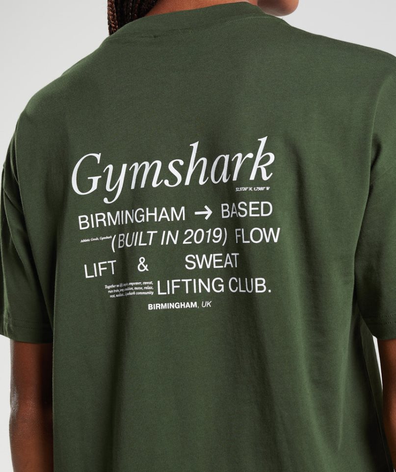 Koszulki Gymshark Social Club Oversized Damskie Oliwkowe | PL 864NHE